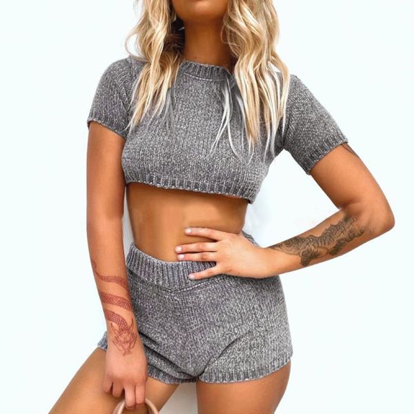 

вершины crop laamei 2 piece set свитер женщин партия вязаных и шорты костюм из двух частей набора женщин моды 2020 эпикировки осень зима, White