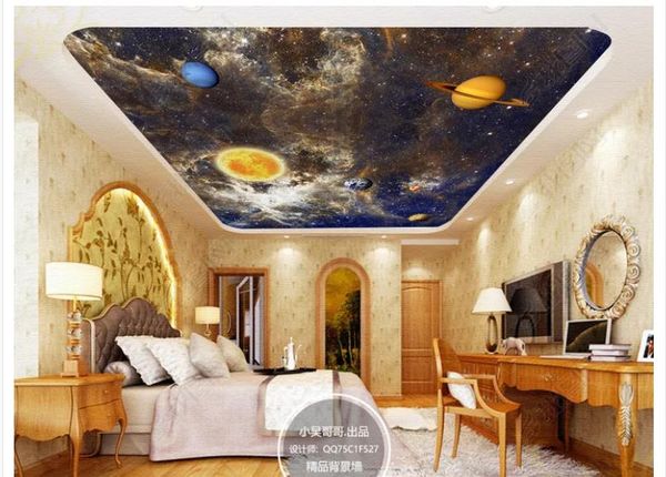 3d Ceiling Large Custom Photo Zenith Mural Wallpaper Fantasy Universe Starry Sky Solar System Living Room Bedroom Zenith Ceiling Mural High Resolution