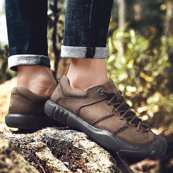 

men outdoor sports shoes genuine leather hiking shoes men