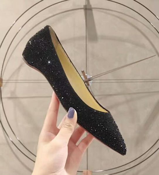 

патентный насос кожи red bottom женщин офис карьера свадебные туфли заостренный носок lowtop стразы сексуальная женщина красный черный, высо, Black