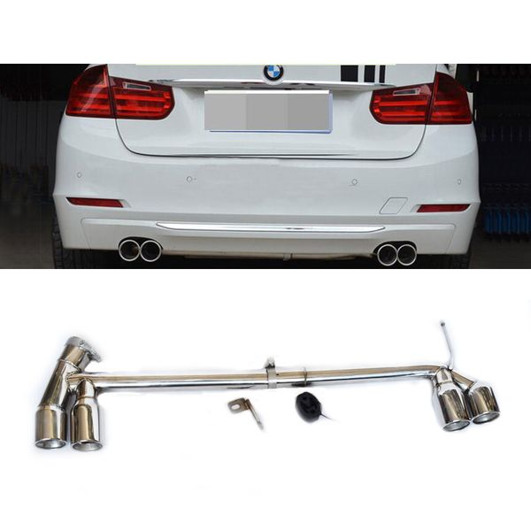 

stainless steel four out muffler tip exhaust fit 318i 420i 320i f30 f35 in 2013-2016 original car or modified with mt mp b