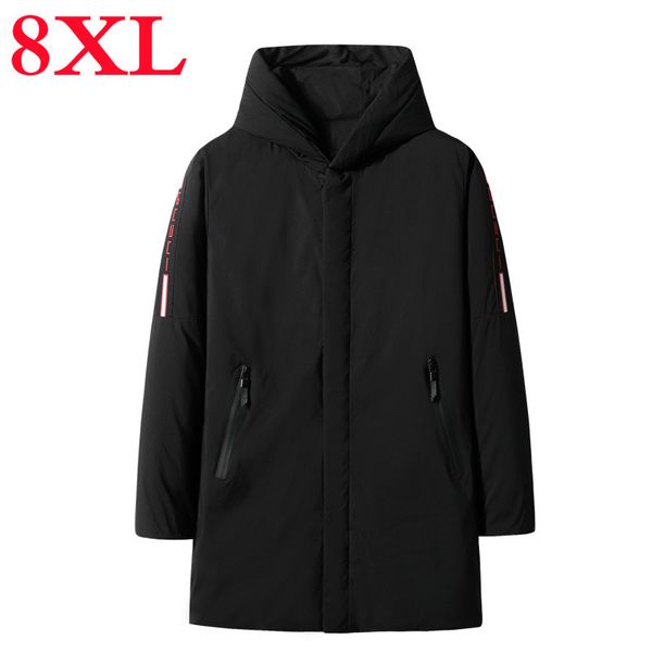 

plus 10xl 8xl 6xl brand winter cotton padded jacket men long jacket men thick hoodies parka coat male quilted winter coat, Black