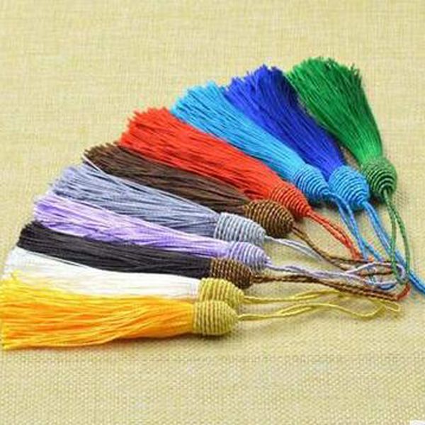

5pcs/lot 12cm long silk tassel brush earrings cap accessories tassel for earrings bag car keychain handmade jewelry findings, Bronze;silver