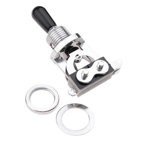 

3-way toggle switch for les paul electric guitar - silver w/ black tip