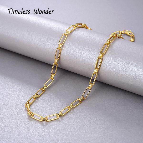 

timeless wonder brass geo pave u linked necklace women jewelry punk ins trendy hip hop versatile set fashion 2543, Golden;silver