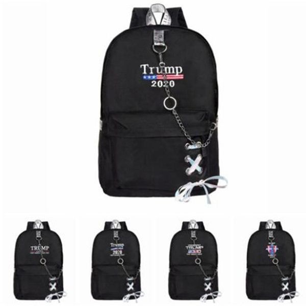 

trump backpack with chain fashion usa flags ribbon backpacks boy girl youth leisure backpack college backpacks wy450q-4, Black