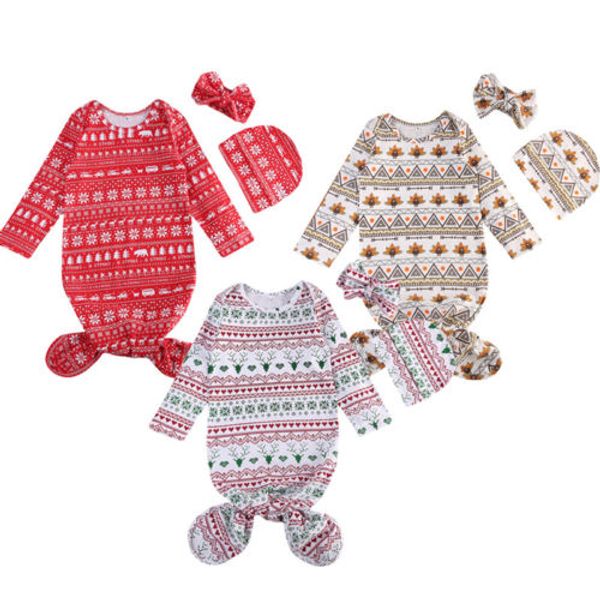 

christmas newborn kids baby girl boy receiving blankets sleepbag +hat+headband xmas set