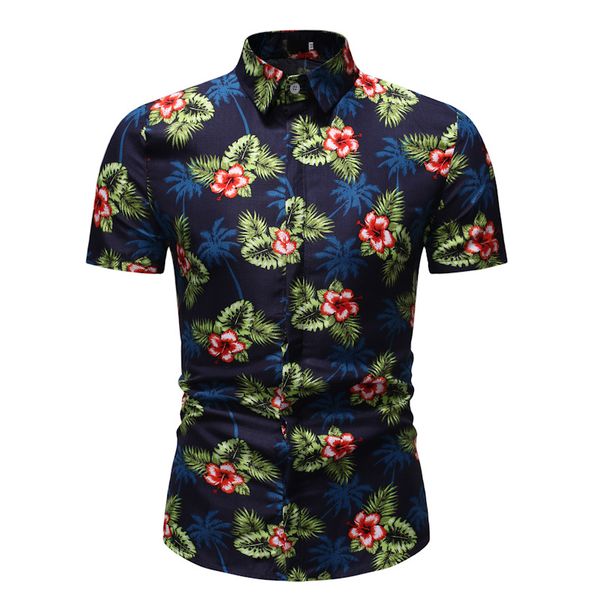 

mens floral hawaii shirts camisa masculina 2020 brand new slim fit short sleeve shirt men summer beach hawaiian shirt male xxxl, White;black