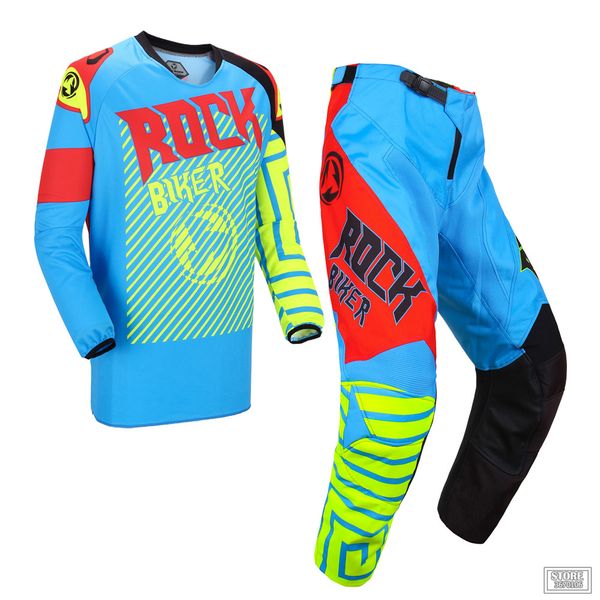 

rock biker 2019 new 360 motocross jersey and pant atv bmx dh mx moto suit dirt bike combo cycling motorcycle clothes sets s-xxl, Black;blue