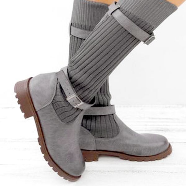 

monerffi 2019 new shoes woman booties knee elastic sock boots women chunky stretch boots fashion women shoes, Black