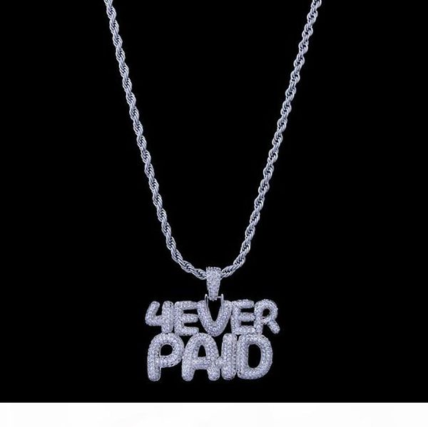 

iced out cz bling 4everpaid pendant necklace mens micro pave cubic zirconia simulated diamonds necklace foreverpaid, Silver