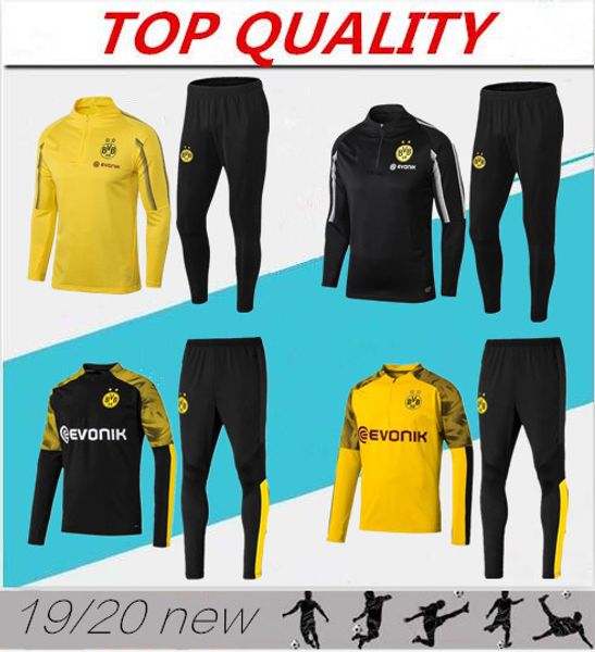 

2019 2020 borussia dortmund soccer training suit kits reus soccer jersey 19/20 survetement training long sleeve tracksuit jacket, Black