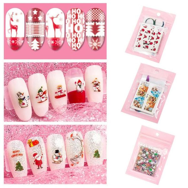 

nail art christmas star sticker 3d термотрансферная наклейка санта снежинка с цветными ножницами, Black