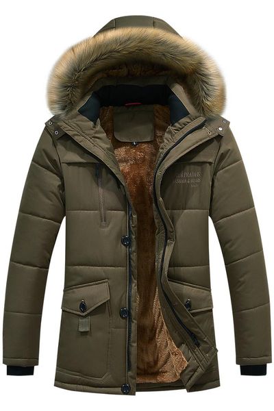 

new winter big size men's cotton overcoat middle-aged cotton padded thicken male coats wear down warm and comfortable mens coat, Black