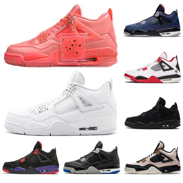 

punch bred deep blue 4 4s mens basketball shoes iv black cat pure money fire red royalty travis scott designer sneakers 7-13, White;red