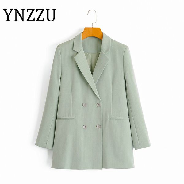 

ynzzu minimalism style 2020 autumn women suit blazer coat elegant solid double breasted office lady work wear jacket a1494, White;black