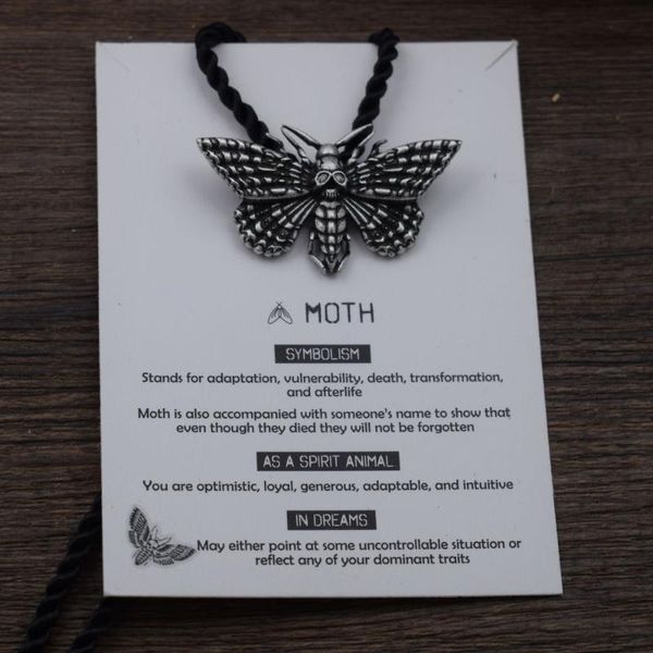 

death's-head hawkmoth necklace with card, Silver