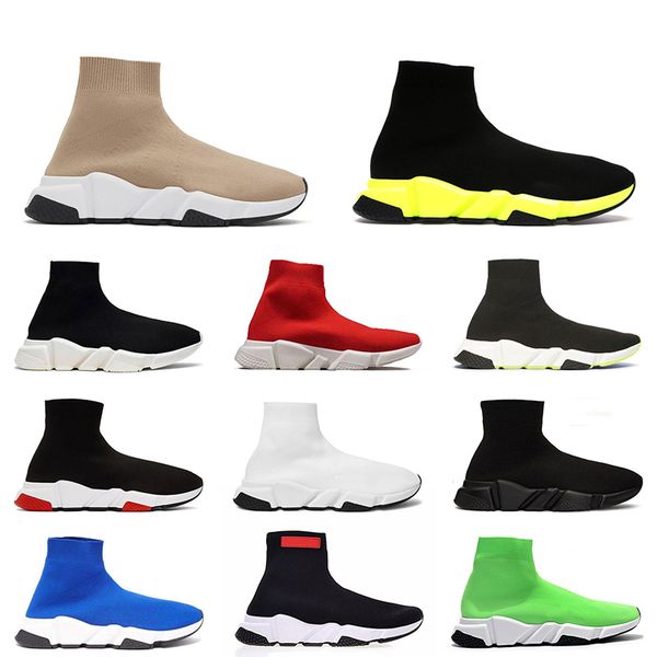 

повседневная обувь 2020 новый роскошный дизайнер носки обувь желтый коричневый зеленый черный красный тройной белый скорость тренеры мужские, Black