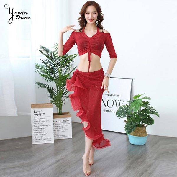 

spring and summer new practice clothing oriental dance female suit, Black;red