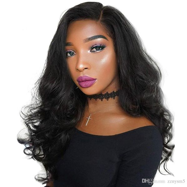 

360 lace front human hair wigs with pre plucked baby hair peruvian wig remy body wave lace wigs 22*4*2 150% hipping, Black