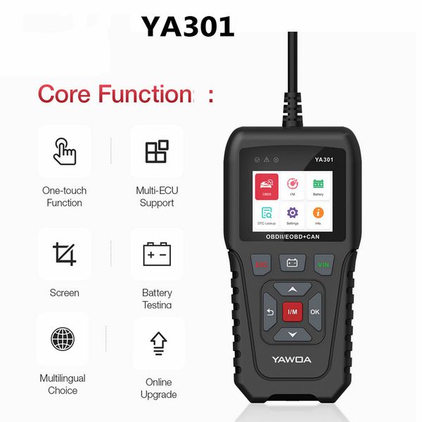 

ya301 obdii/eobd code reader real 16pin usb update with car battery detection function obd2 tool