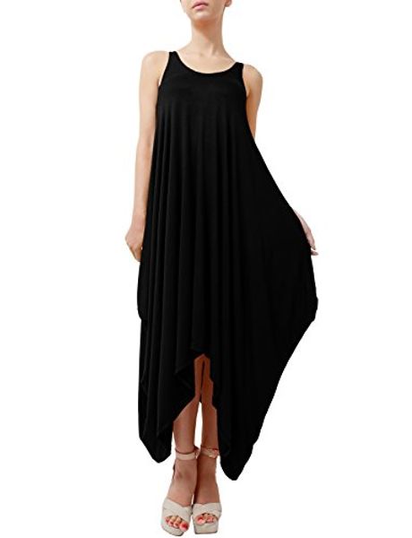 

j. lovny womens flowy sleeveless racerback maxi handkerchief dress jlwdr15, Black;gray