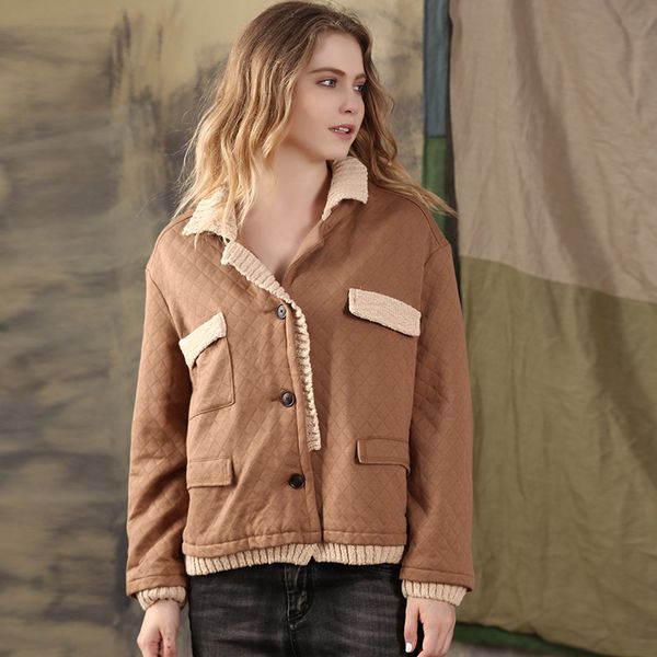 

2019 winter loose thick short coat cotton coat casual casual jacket female original design, Black