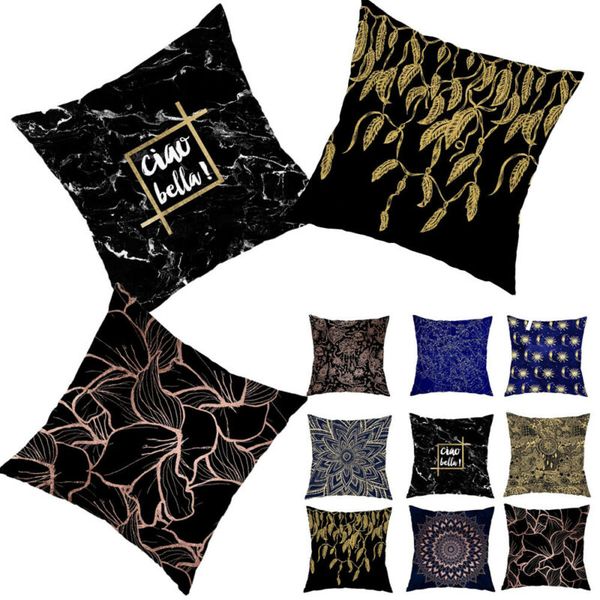 

bronzing printed cushion cover home decor square throw sofa pillow case cover