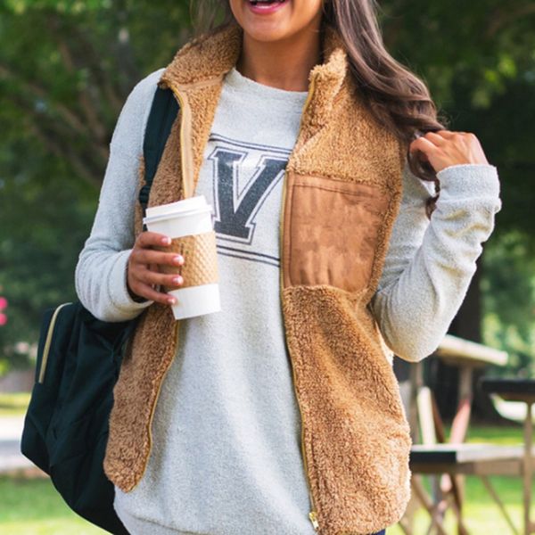 

fashion solid color zipper slim vest coats fashion sleeveless vest jacket fleece casual coat outerwear winter women coat, Black;white