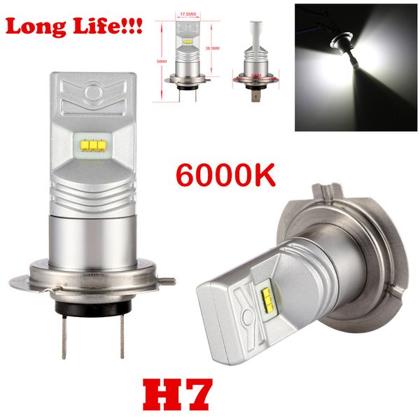 

2pcs h7 white 6000-6500k 80w 1600 lumens lumileds luxeon zes chips h7 led car bulbs for drl/fog lights/ dipped driving bulbs