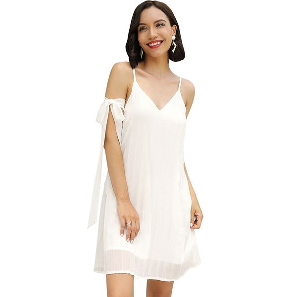 

women sleeveless mini dress pleated spaghetti shoulder strap beach dress v neck v back summer chiffon casual vestidos, Black;gray
