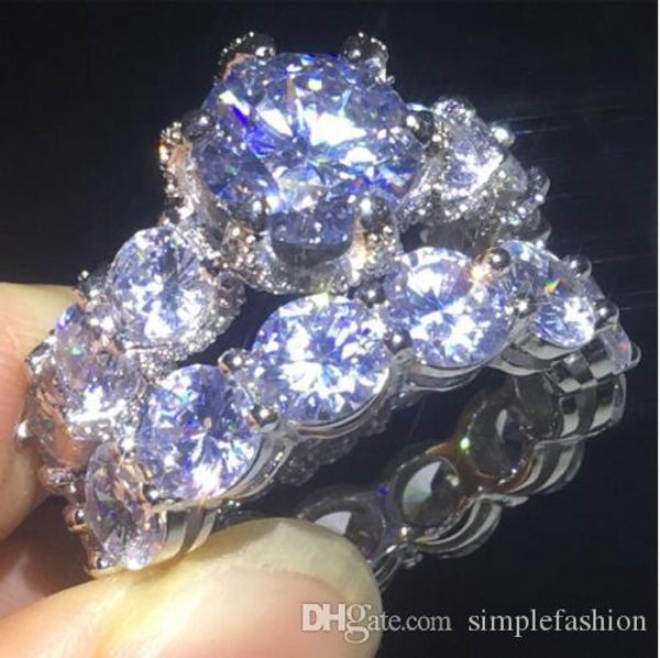 

vecalon lovers vintage promise ring набор 925 серебро бриллиантовое обручальное обручальное кольцо кольца для женщин свадебные ювелирные изд, Slivery;golden