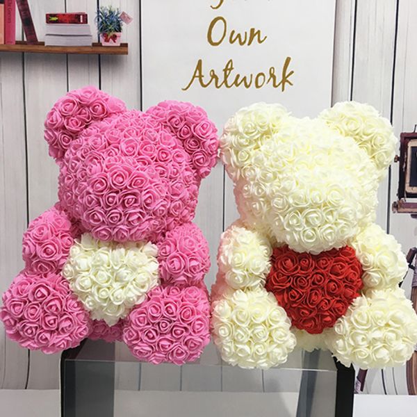 

40cm big red foam teddy flower bear rose flower artificial christmas gifts for women valentine's day gift wedding party decor