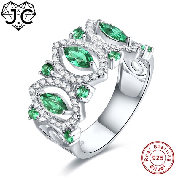 

j.c new fashion ruby spinel & emerald white z solid 925 sterling silver ring size 6 7 8 9 women/men wedding fine jewelry j190721, Slivery;golden