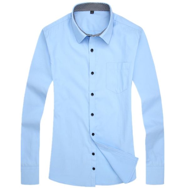 

Male Long Sleeved Shirt Polyester Solid All-match Dress Shirt Printing Business Men's Slim PlusSize Multiple Color Options