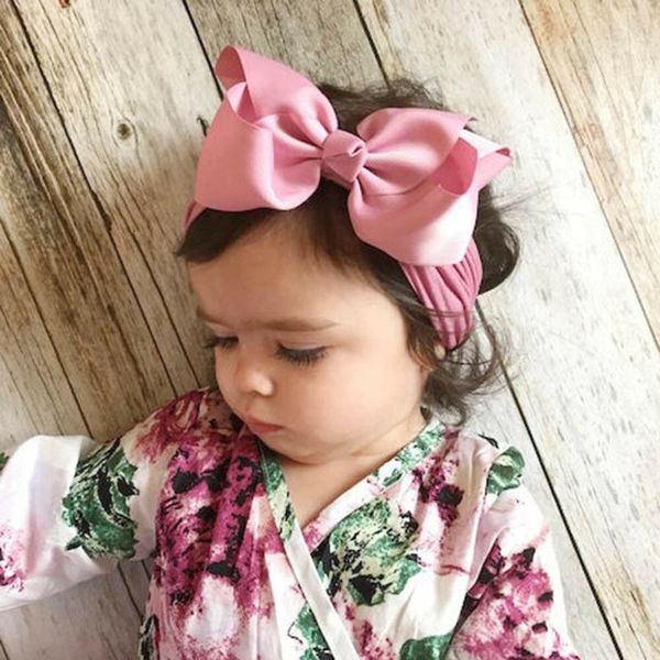 

малыш девочка малыш ребенок большой лук лента для волос оголовье стрейч тюрбан узел обертывание головы, Slivery;white