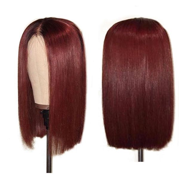 

1b/99j ombre lace front human hair wigs with baby hair brazilian remy straight hair short bob wigs for black women