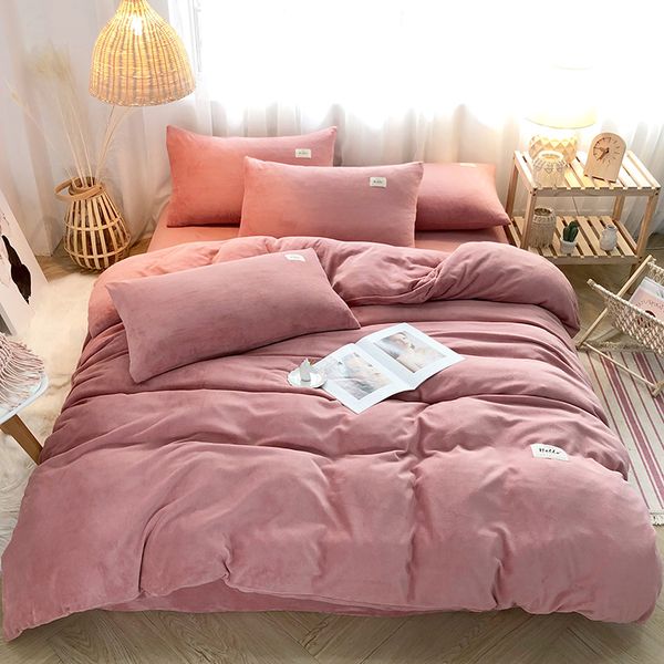 Northern European Style Milk Velvet Family Of Four Bed Sheet Quilt