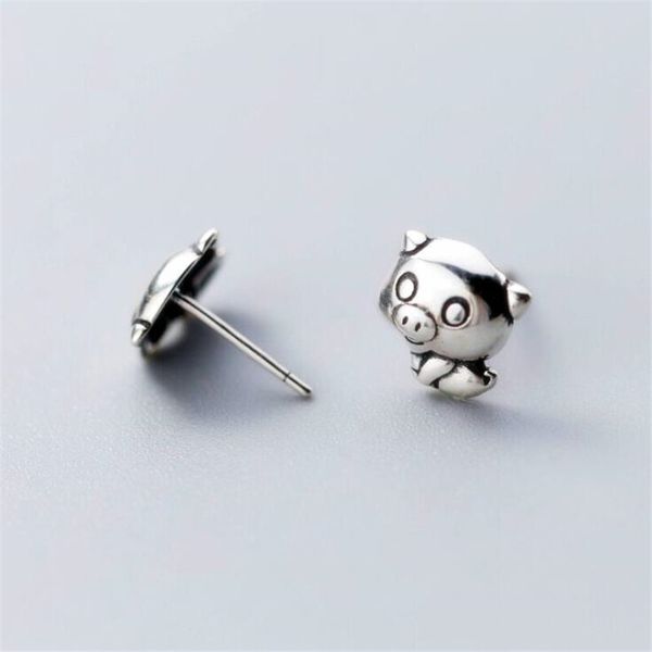 

new simple korean style cute animal 925 sterling silver jewelry glossy personality sweet pig exquisite stud earrings se737, Golden;silver