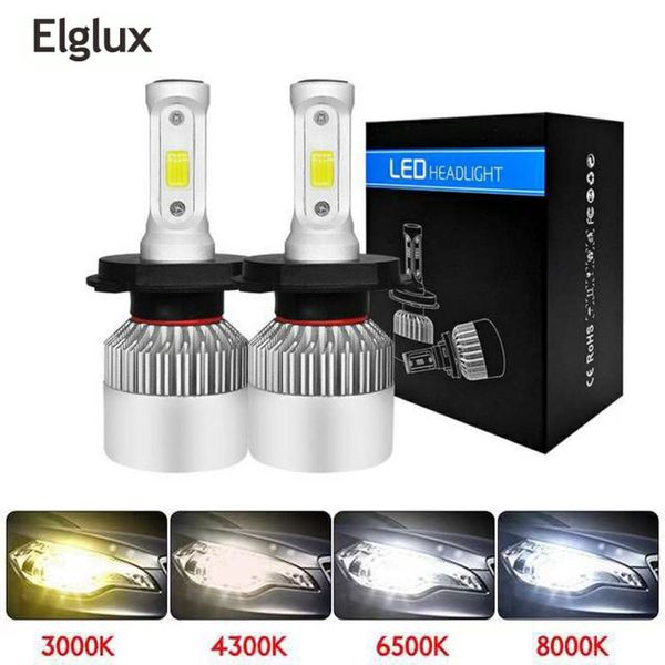 

elglux h4 h7 h13 h11 h1 9005 9006 h3 9004 9007 9012 cob led headlight 72w 8000lm car led headlights bulb fog light 6500k dc9-32v