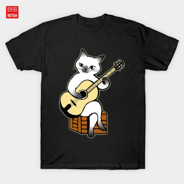 

cat playing guitar | funny cat t-shirt funny guitar player, White;black