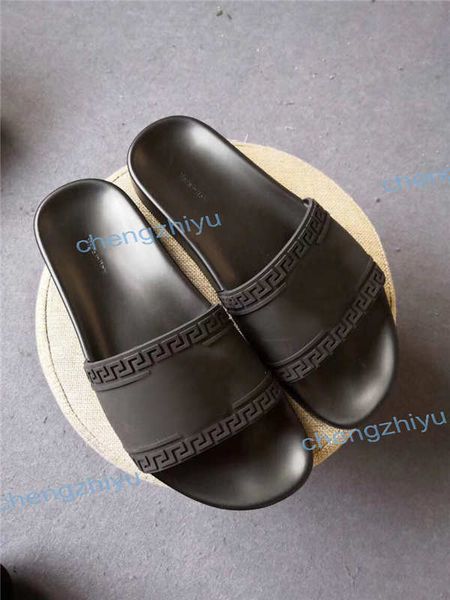 

quqlity fashion slide sandals slippers for men women luxury designer beach flip flops slipper with orinigal box size36-46, Black