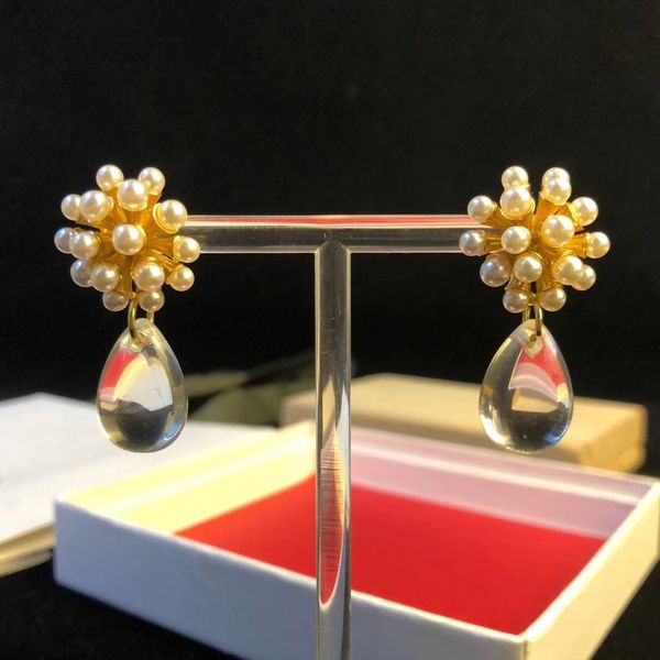 

fashion- paris design beach earring big transparent drop decorate and pearl charm stud earring for women jewelry gift ps6674a, Golden