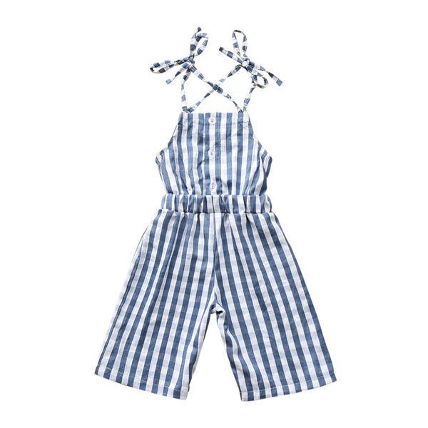 

toddler infant baby girl clothes strap romper jumpsuit playsuit plaids summer one piece outfit, Blue