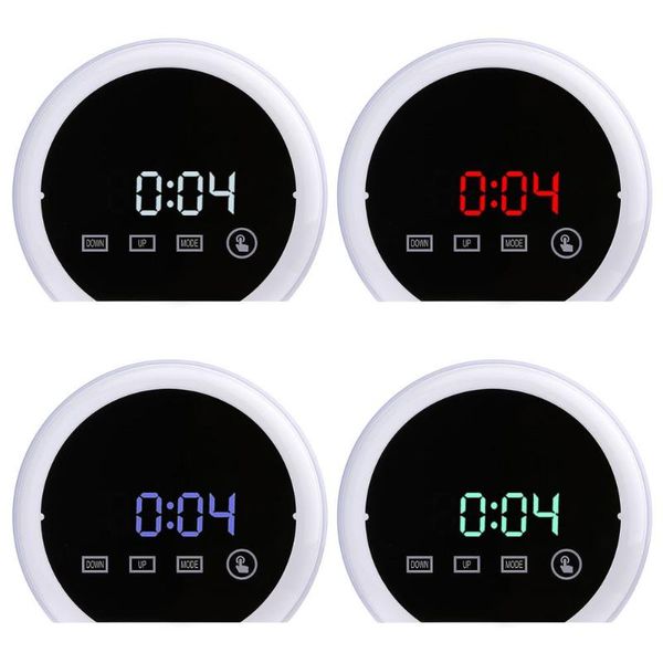 

touch control rgb led mirror clock with temperature alarm snooze display