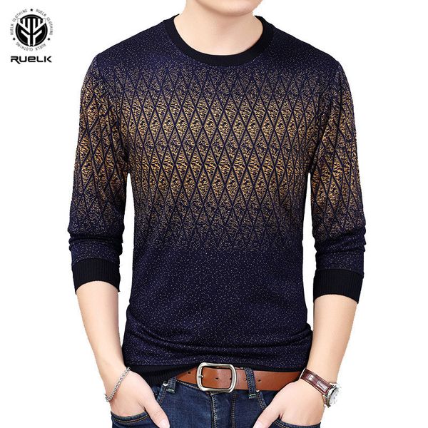 

ruelk 2018 new fashion men slim casual men's sweater male round neck patchwork slim fit knitting pullover sweaters winter, White;black