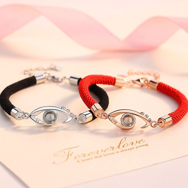 

new 925 sterling silver evil eye bracelets for women men couple bracelet lucky rope bangle gift fashion jewelry, Golden;silver
