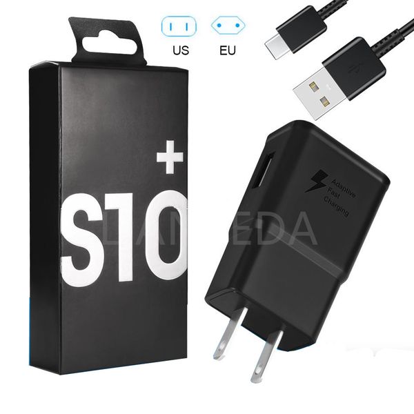 

oem 2 in 1 s10 fast charger kits + type c able 9v 1.67a eu us home traval usb wall charge adapter cable with package as picture shows