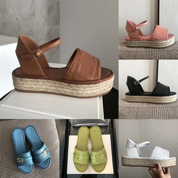 

letters women designer sandals summer wedge sandal ladies slide slipper brand luxury high heel dress shoes shoe008 fen02, Black