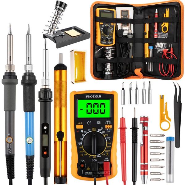 

110v/220v 60/80w lcd electric soldering iron 908s adjustable temperature solder iron with quality soldering tips and kits